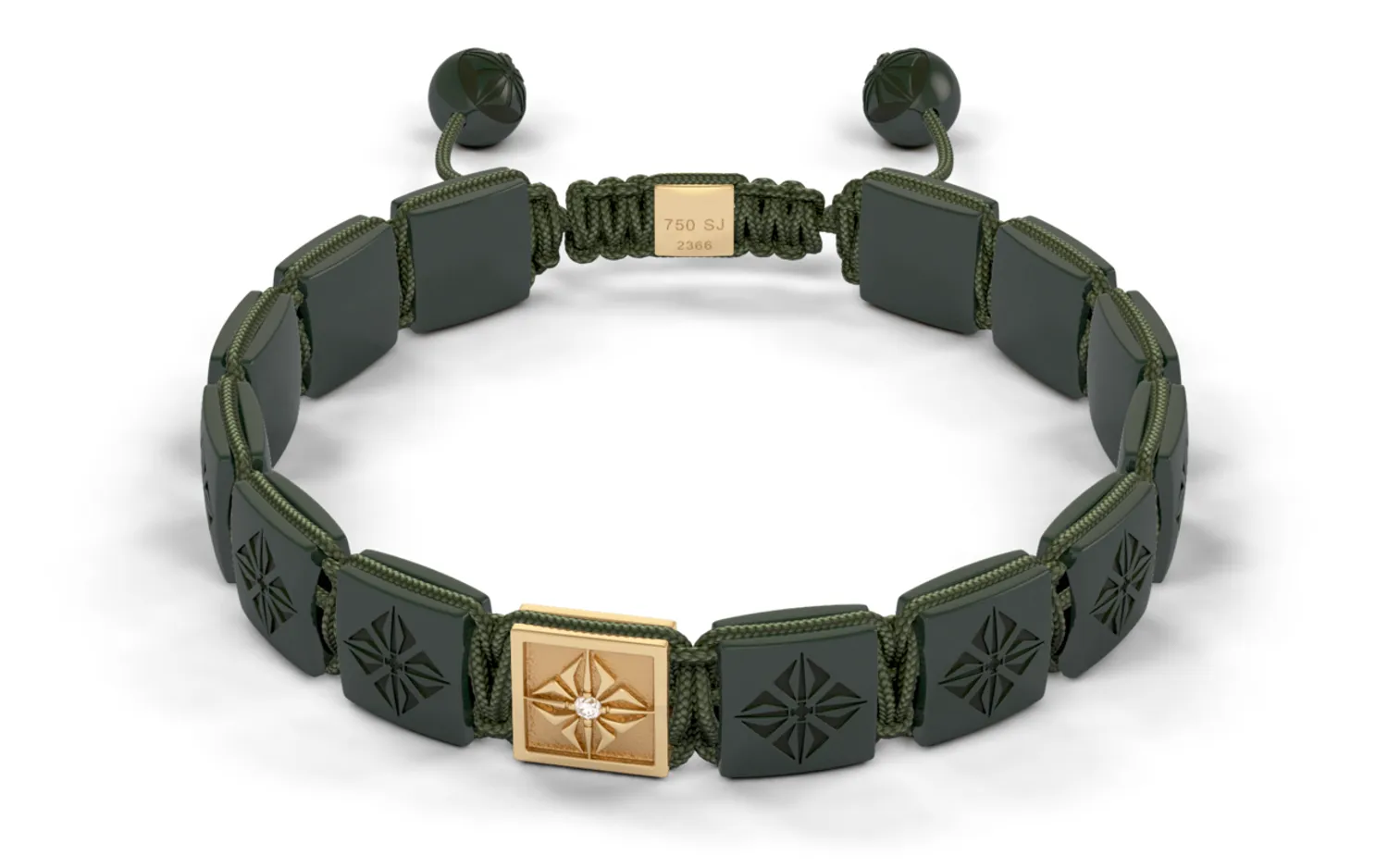 Bracelet LOCK 10mm cordon vert olive XL