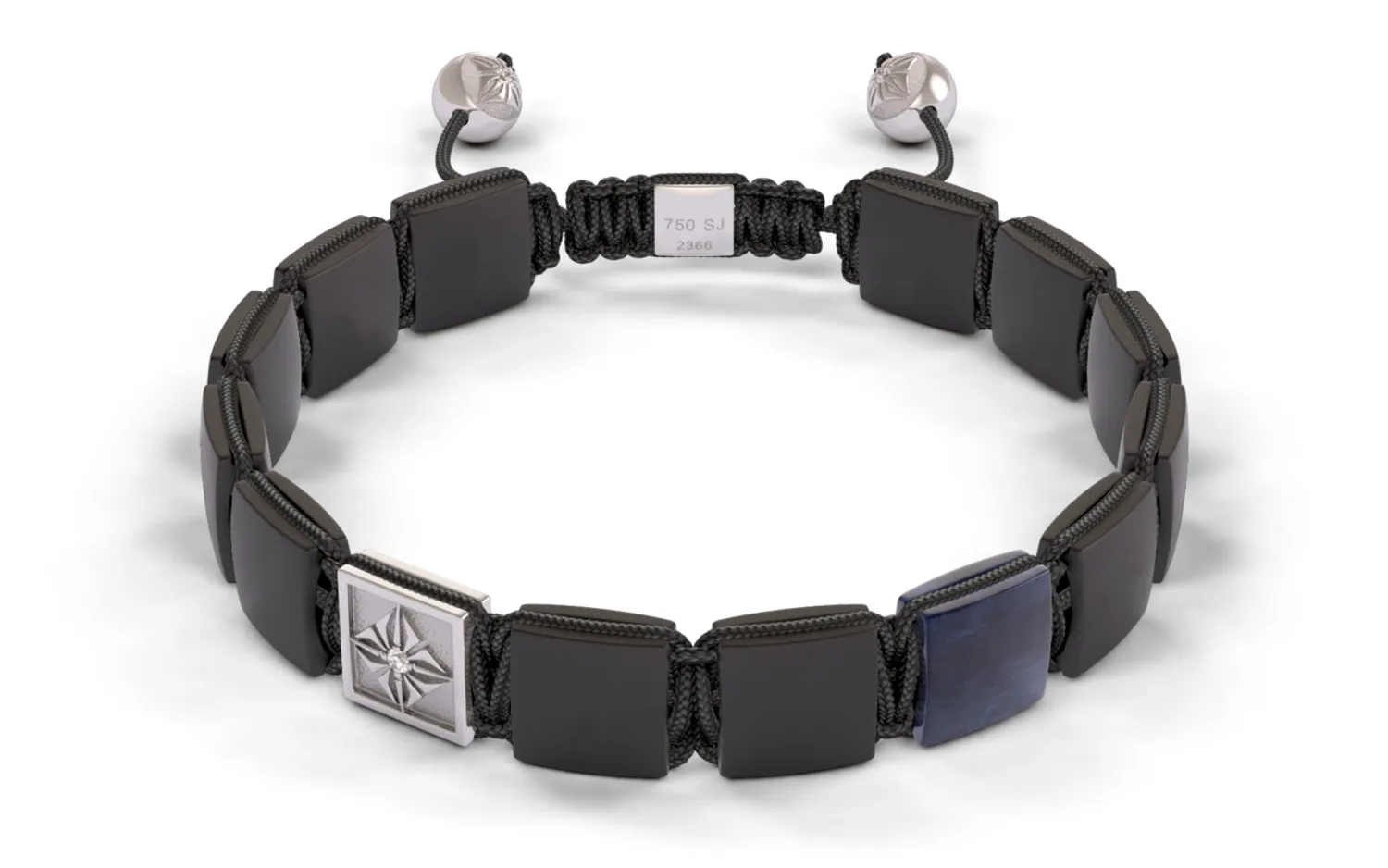 Bracelet LOCK 10mm cordon gris charbon XL