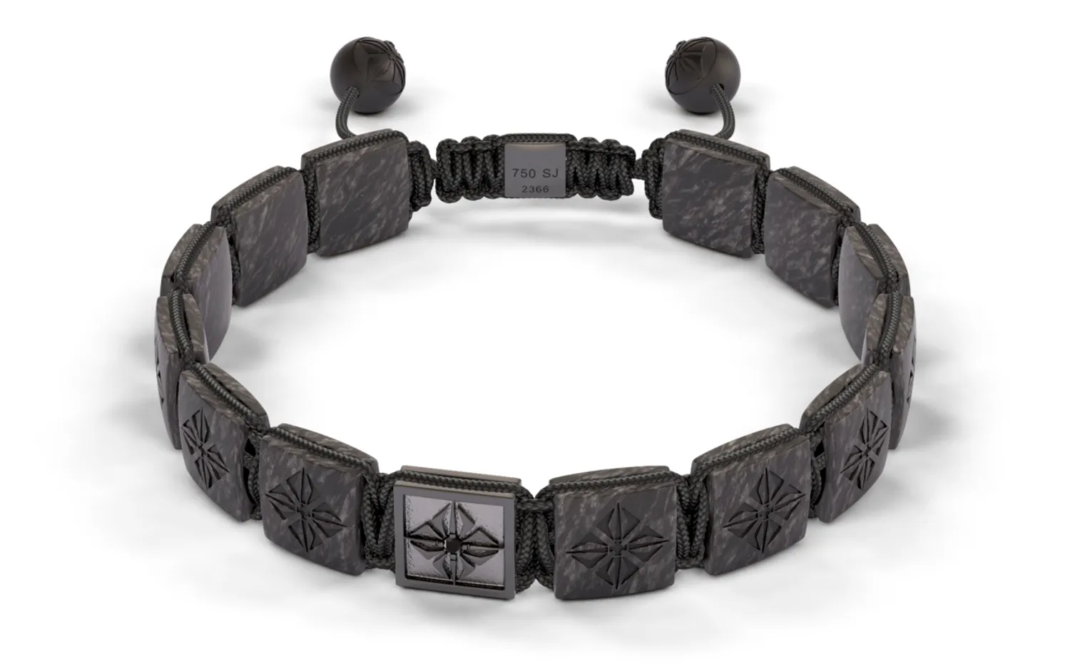 Bracelet LOCK 10mm cordon gris charbon XL