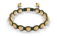 Bracelet BEADED BRAIDED 8mm cordon vert olive XL