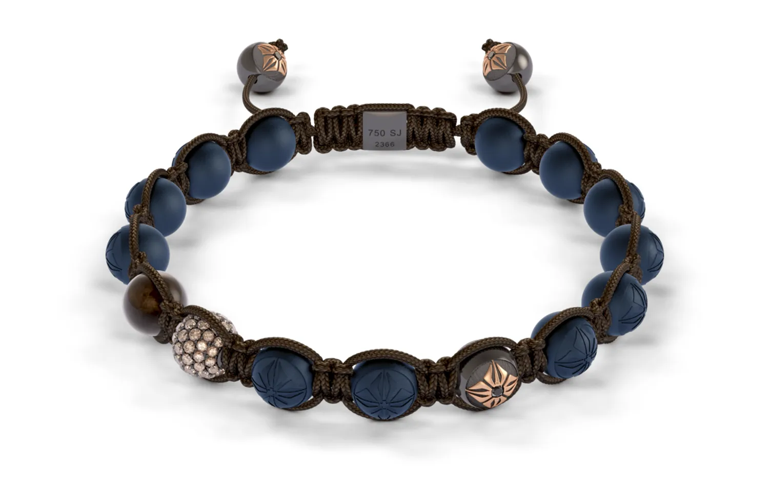Bracelet BEADED BRAIDED 8mm cordon marron XL