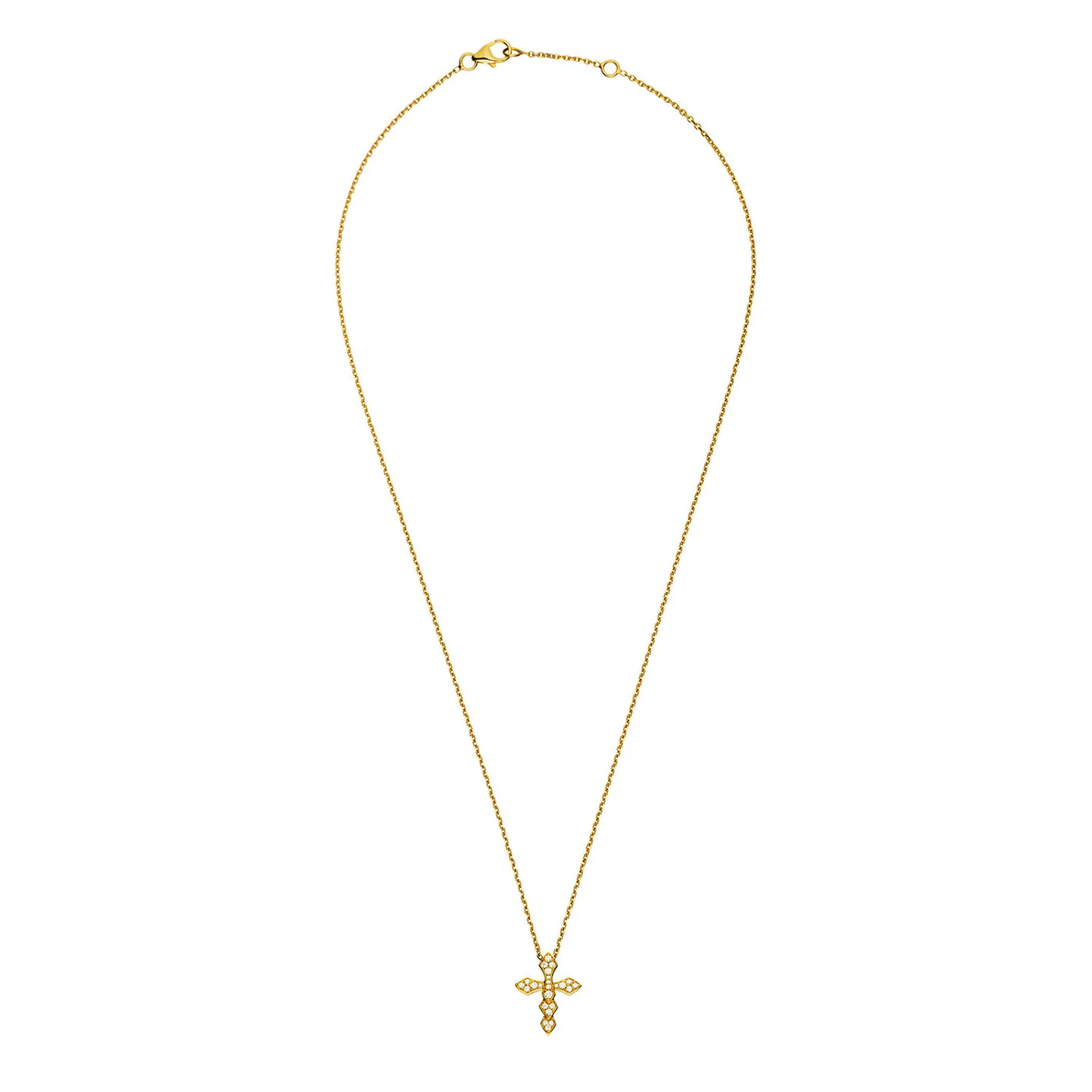 Pendentif Croix PM PYTHON Or jaune full pavé diamants blancs
