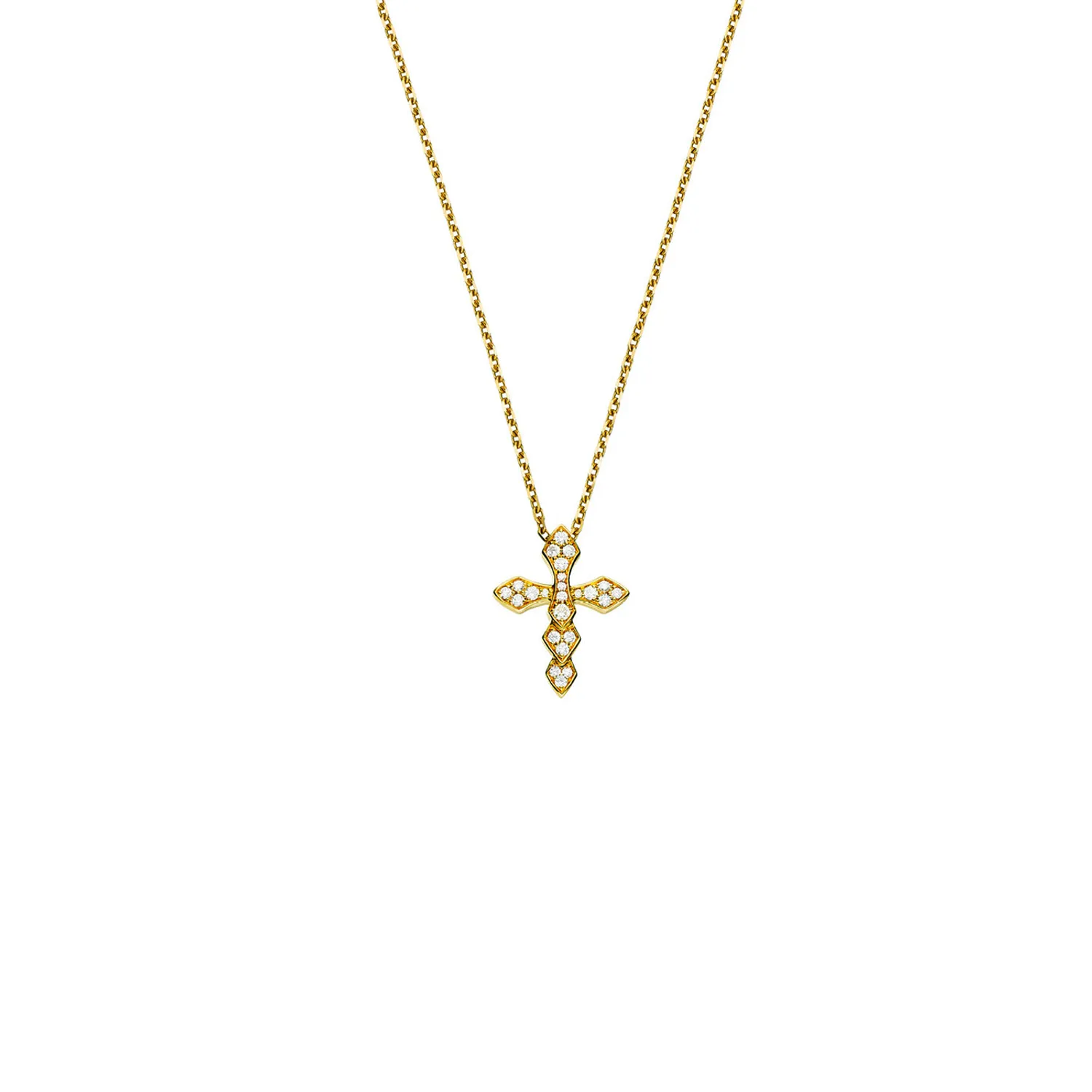 Pendentif Croix PM PYTHON Or jaune full pavé diamants blancs
