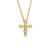 Pendentif Croix PM PYTHON Or jaune full pavé diamants blancs