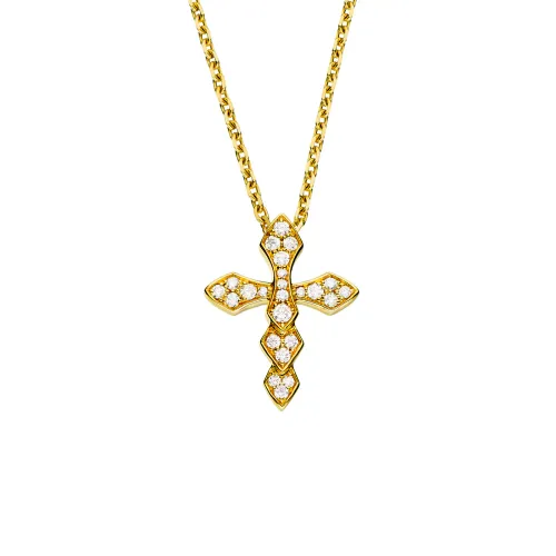 Pendentif Croix PM PYTHON Or jaune full pavé diamants blancs - AKILLIS