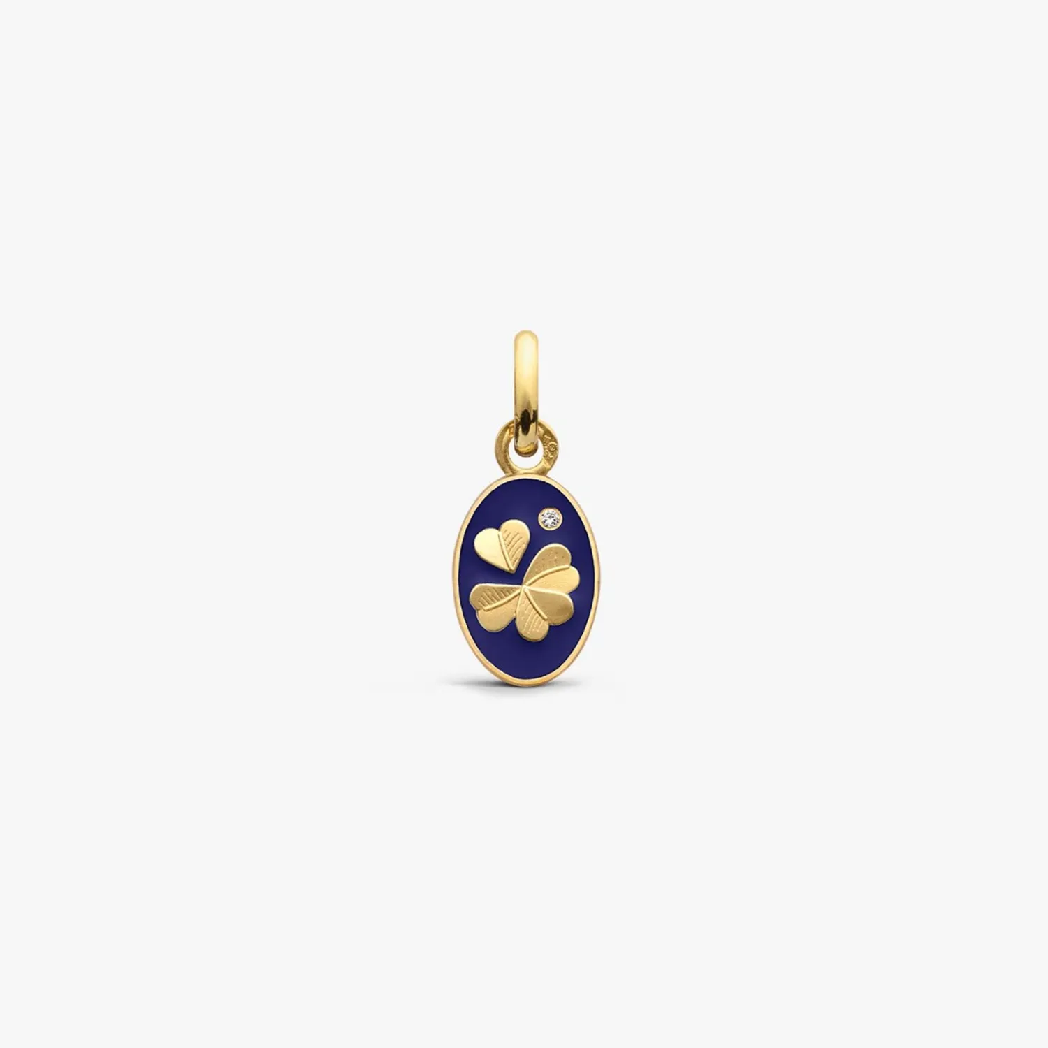 Pendentif TREFLE 1 Diamant Bleu marine 10mm