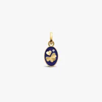 Pendentif TREFLE 1 Diamant Bleu marine 10mm